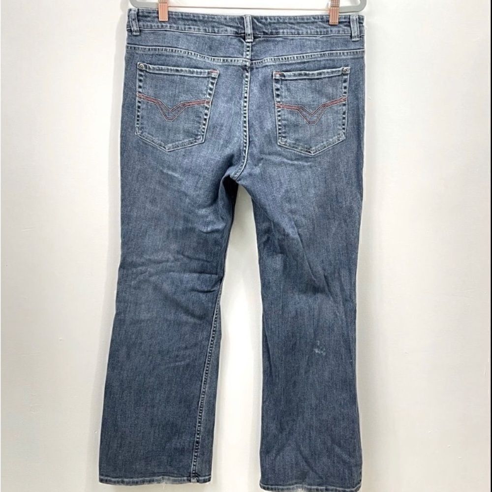 Harley Davison wide leg Jeans 36 L/XL distressed hem.